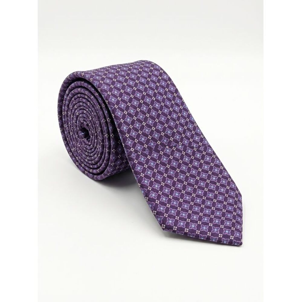 Canali Purple Solid Textured 100% Silk Tie